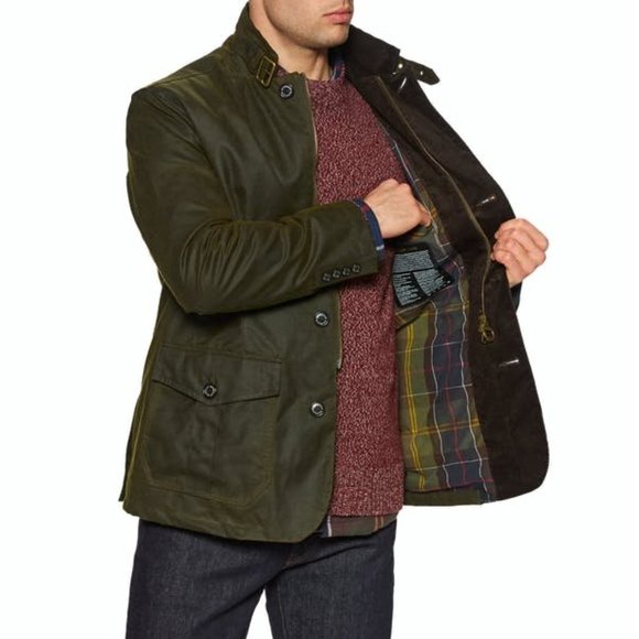 Barbour Jackets & Coats Barbour Lutz Mens Waxed Jacket Olive Rugged